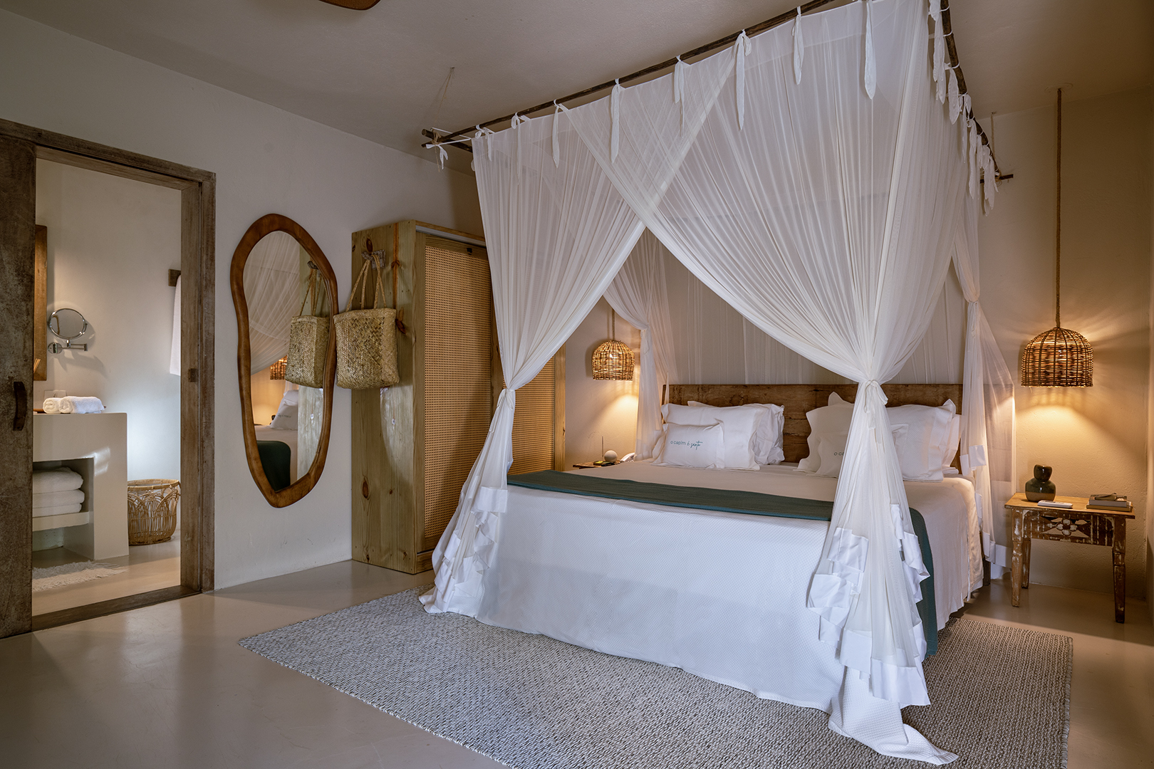 Quarto aconchegante da Pousada Capim Santo